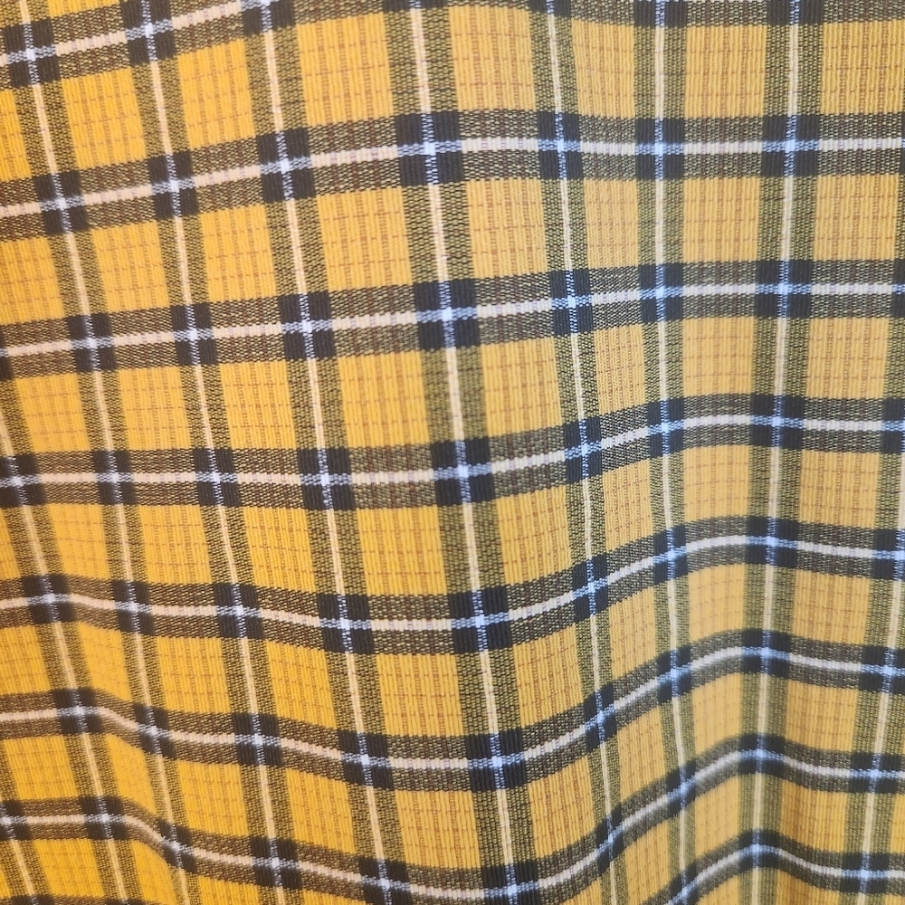 Levi's Yellow and Black Plaid Aberdeen Taffeta Drop Waist Dress Small (7672) - Picture 4 of 9